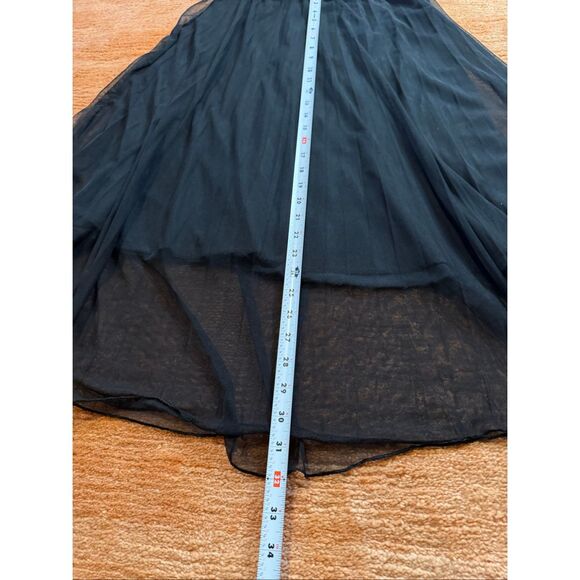 Women’s Black Mesh Pleated Midi Skirt Lined Elastic Waist XS,S, M - Picture 3 of 4